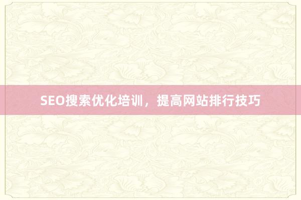 SEO搜索优化培训，提高网站排行技巧
